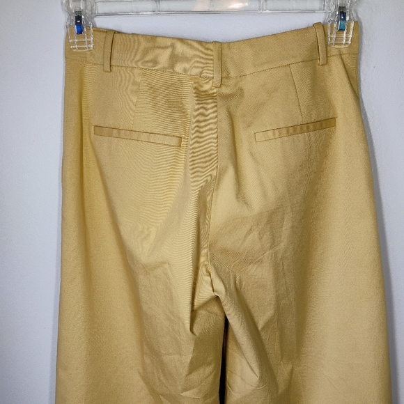 Theory Wide Leg Trouser Pants Womens 2 Khaki Beige Career Office Work Cotton - Picture 6 of 14